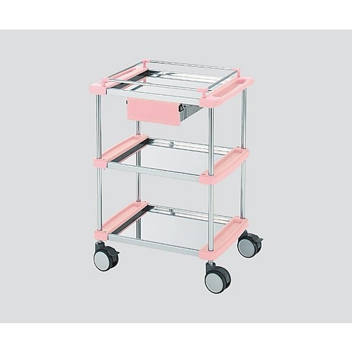 回診車H 引出付 3段ピンク640×450×909