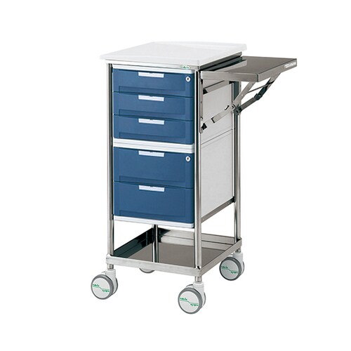 トレイワゴン 補助天板付 5段ブルー