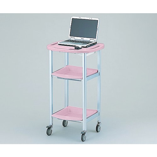 パソコン処置カート 固定式 ピンク