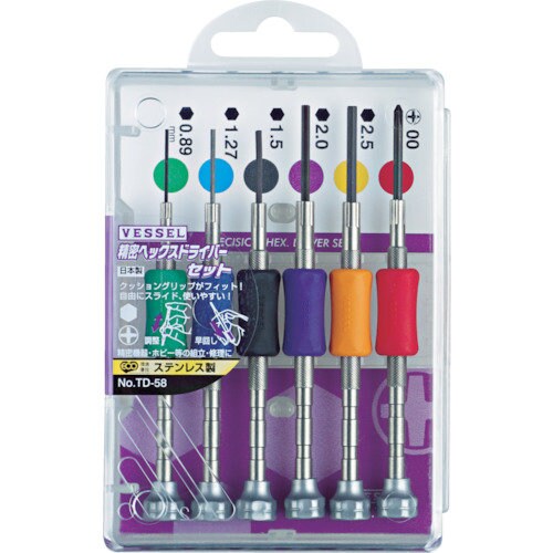 精密ヘックスドライバーセット TD‐586サイズ入