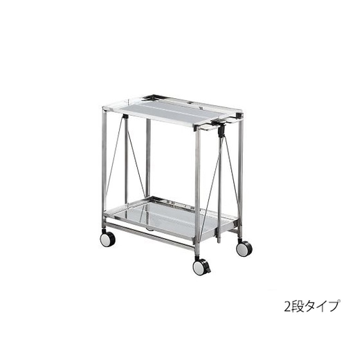 クリーンルーム用折りたたみワゴン 2段