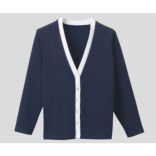 カーディガン(Vネック) L ネイビー×ホワイト