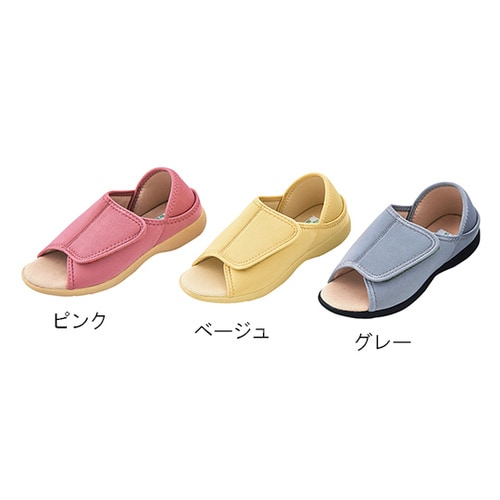 かかとが踏めるルームシューズ オープントゥ 茶3L