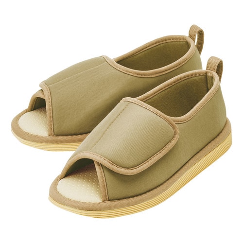 転倒予防シューズつま先なし うぐいすL