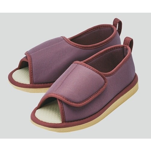 転倒予防シューズつま先なし あずきM