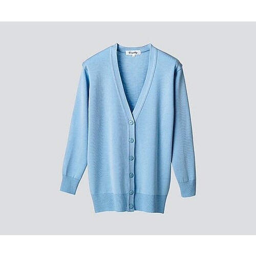 抗ピル長袖ロングカーディガン (サックス/L)