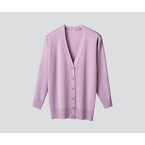 抗ピル長袖ロングカーディガン (パープル/LL)