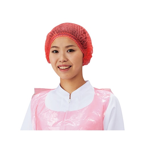 使い捨てカラーモブキャップ レッド 100枚入