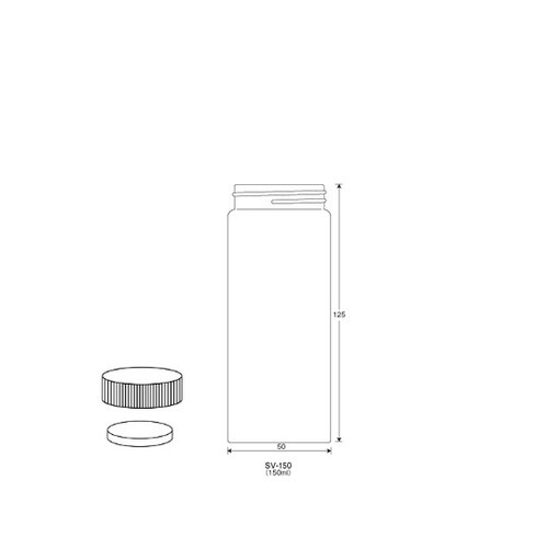 ねじ口びん透明 PP白キャップ付SV150