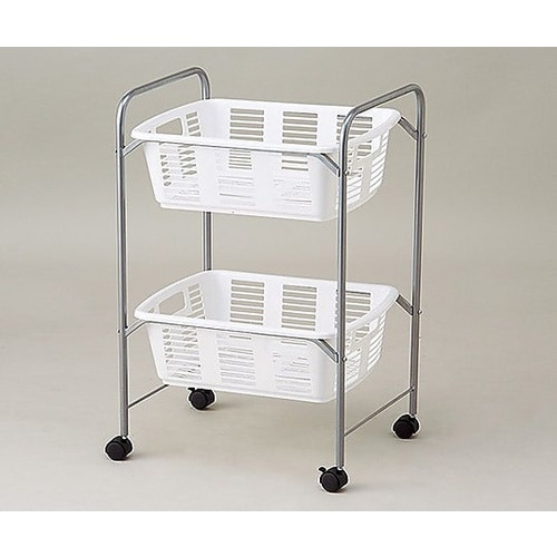 脱衣カゴワゴン・ラック2段式 ホワイト C有