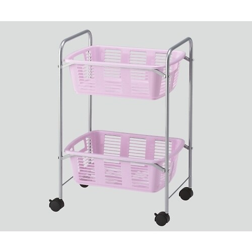 脱衣カゴワゴン・ラック2段式 Lピンク C有