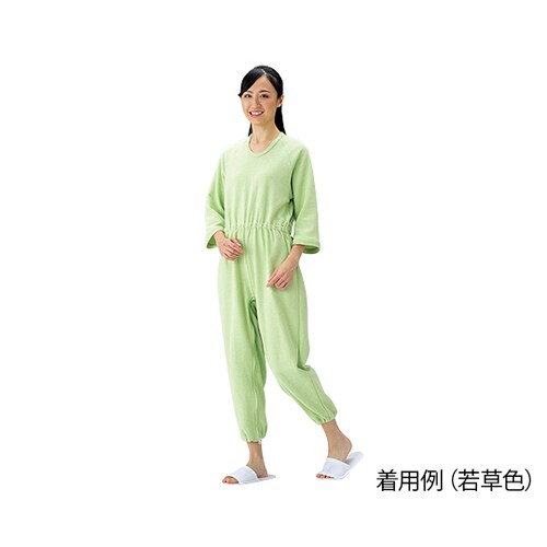 介護寝巻 (つなぎタイプ) 若草色/L