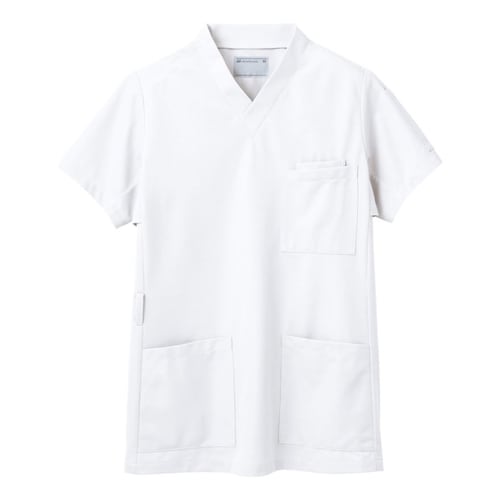 スクラブ (Sボタン) 白/S