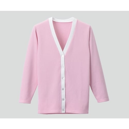 Lカーディガン(V) LL ピンク×ホワイト