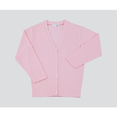 ロングカーディガン (Vネック) ピンク/3L