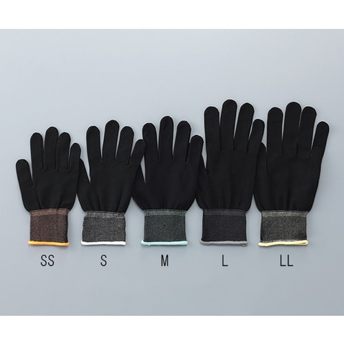 インナー手袋黒オーバーロック ポリエステルL10双