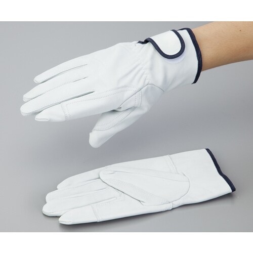 牛表革手袋手首ファスナー付No706白215mmM