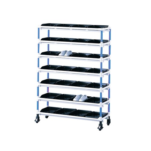 抗菌短靴ラック 4列7段・28人用 ブルー