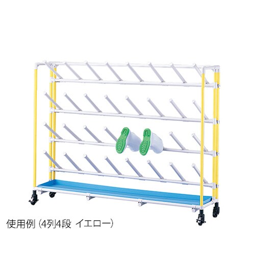 抗菌長靴ラック 傾斜 4×4 イエロー 16人用