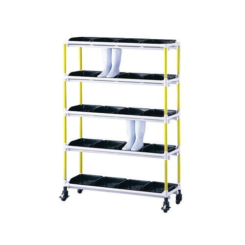 抗菌長靴ラック 4列5段・20人用 イエロー