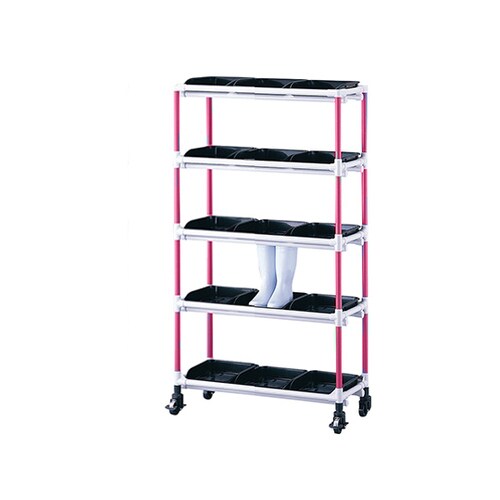 抗菌長靴ラック 3列5段・15人用 ピンク