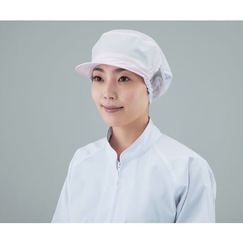 衛生帽子女性用 丸天後メッシュ ピンク
