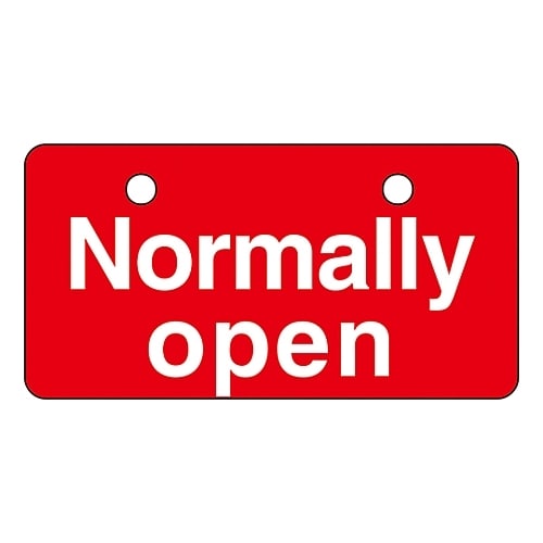 英文字バルブ開閉札 「Normally open」