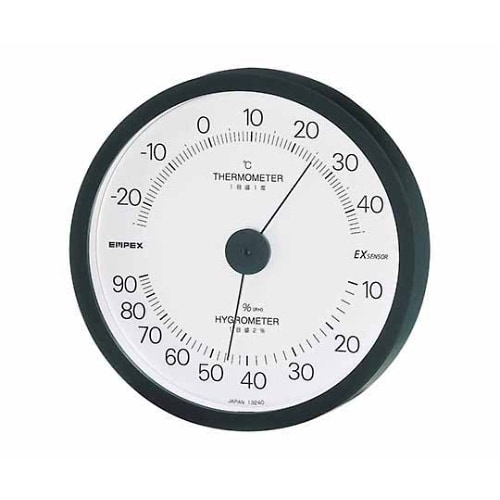 エクシード温・湿度計 140×29mm 230g黒