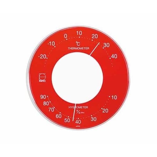 セレナ カラー温湿度計106×23mm80gレッド