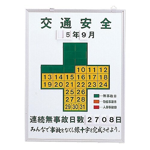 無災害記録板 「交通安全」 記録−450K