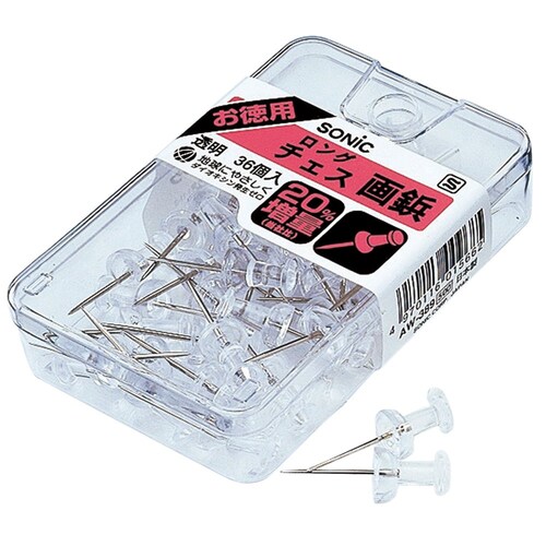 画鋲 ロングチェス画鋲 透明 ×5