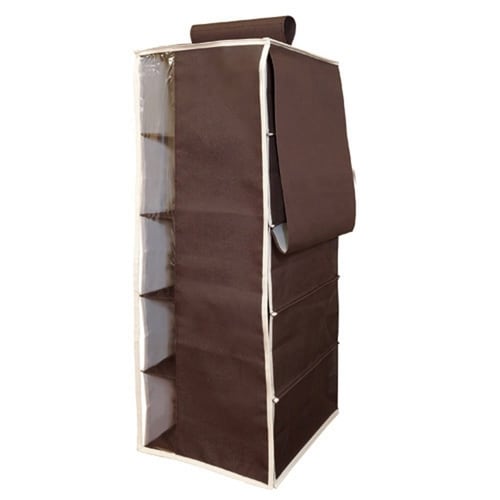 プラスワン ハンギングラック5段 ブラウン