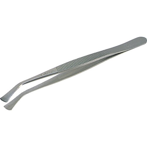 耐酸耐磁ピンセット 120mm 平型先曲り