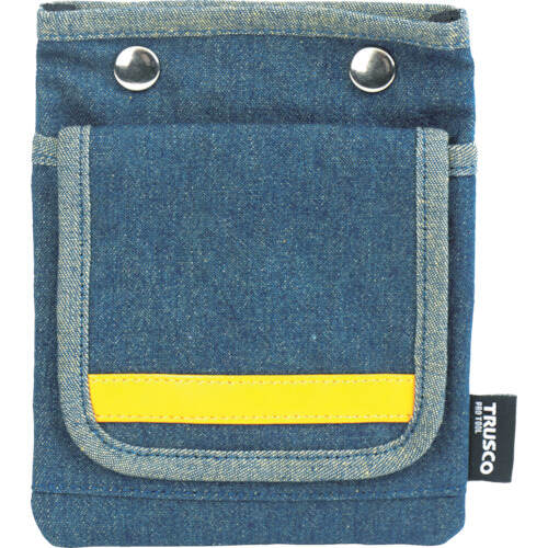 デニムフラットケース フタ付き ブルー