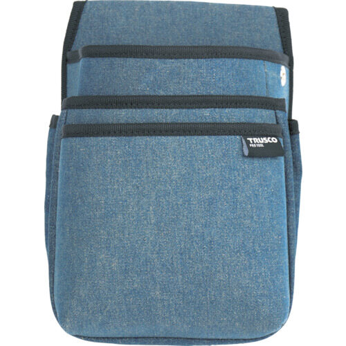 デニム腰袋 中型 3段 ブルー