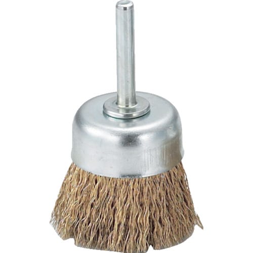 軸付カップブラシ φ50X軸6 真鍮メッキ鋼線