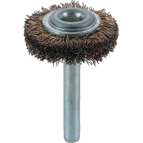 軸付ホイールブラシ φ32X軸6 真鍮メッキ鋼線