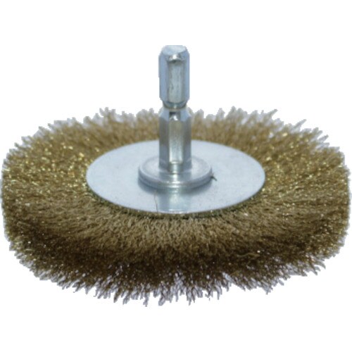 軸付ホイールブラシ φ75X軸6.35 真鍮線