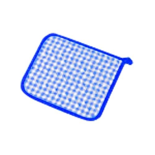 TKG チェック布製ポットホルダー ブルー