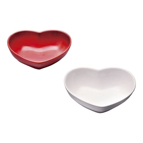 ハート・ディッシュS (2個)Cレッド&ホワイトL