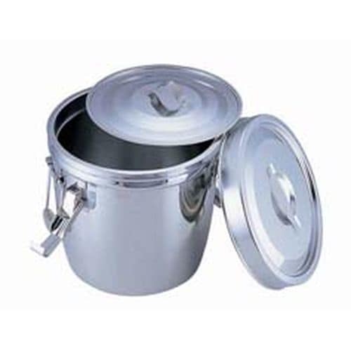 18−8ダブル汁食缶(フック付) 10l(両手付)