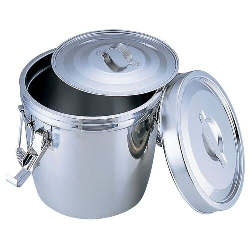 18−8ダブル汁食缶(フック付) 14l(両手付)