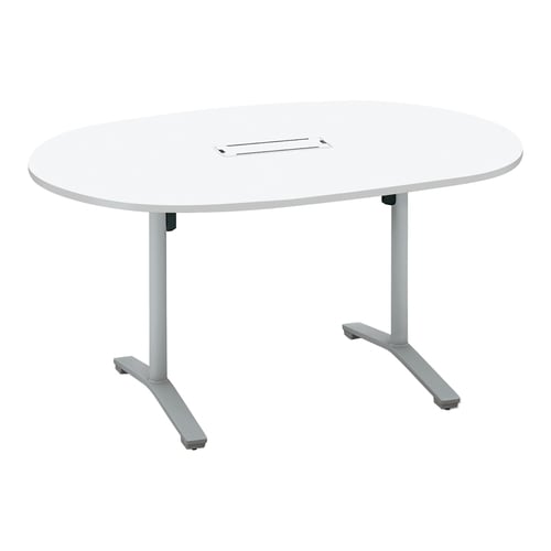 ビエナ固定楕円形配線付T塗装銀脚キャスタ幅150W