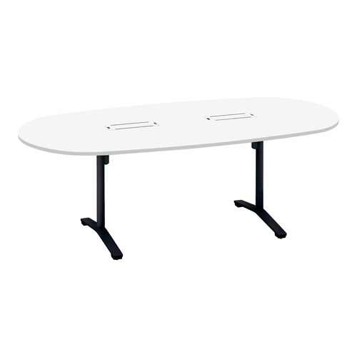 ビエナ 固定楕円形配線T塗装黒脚キャスタ幅210W