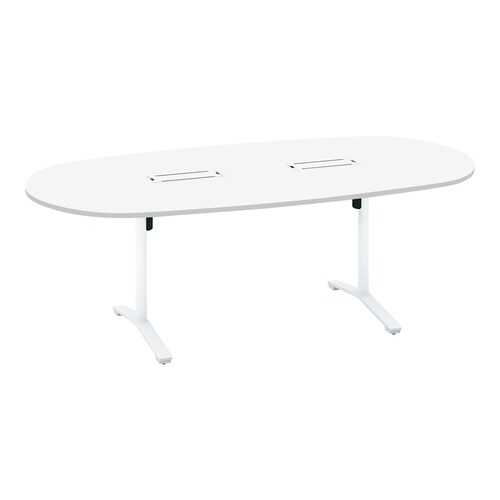 ビエナ 固定楕円形配線T塗装白脚キャスタ幅210W