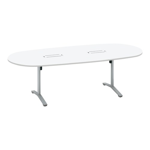 ビエナ 固定楕円形配線T塗装銀脚キャスタ幅240W