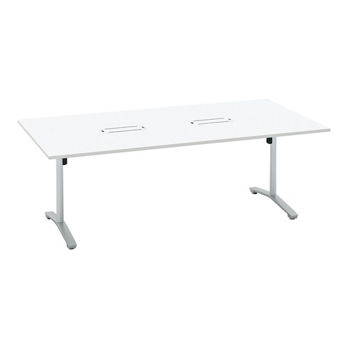 ビエナ 固定角形配線付T塗装銀脚キャスタ幅210W