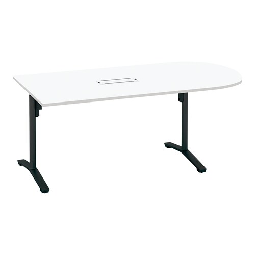 ビエナ固定U字形配線付T塗装黒脚キャスタ幅180W