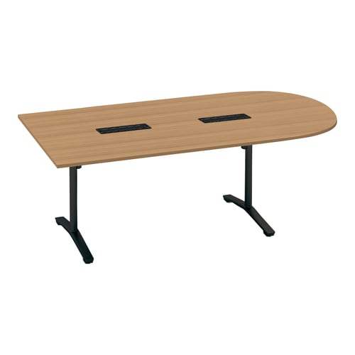 ビエナ固定U字形配線付T塗装黒脚キャスタ幅240M