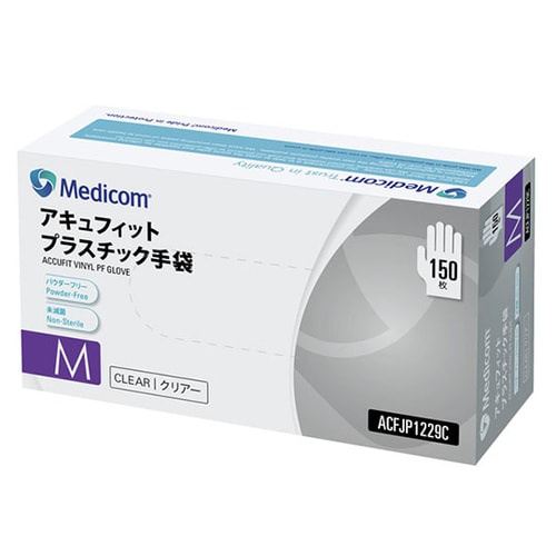 アキュフィット プラスチック手袋 パウダー無 M